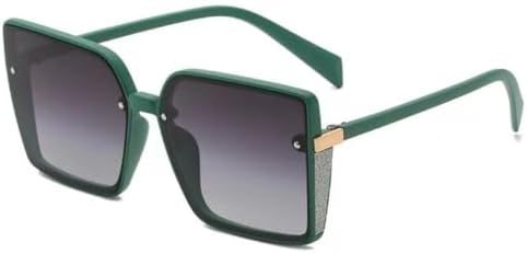 

2026 Модные большие квадратные солнцезащитные очки без оправы для женщин, с плоской верхней частью, большие солнцезащитные очки для женщин, цельные, для путешествий MTZJH, Green