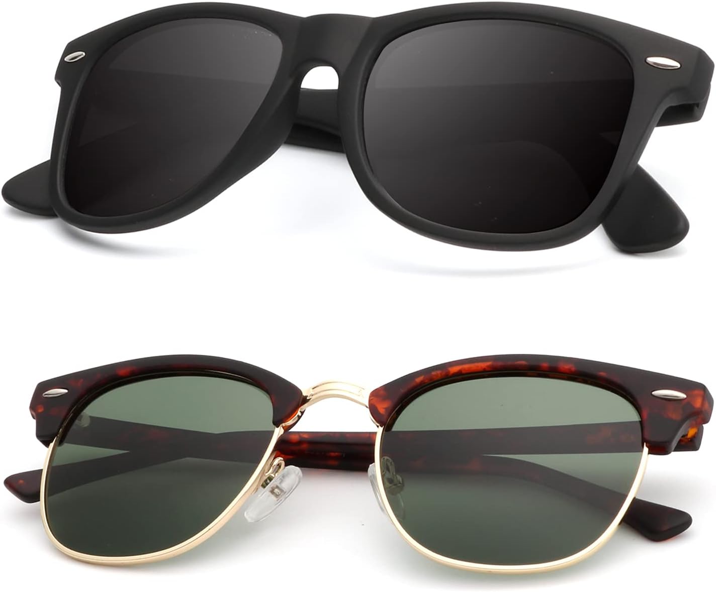 

Поляризованные солнцезащитные очки KALIYADI для мужчин и женщин, полуободковая оправа, солнцезащитные очки для вождения, блокирующие УФ-излучение, B11-(2 Pack) Matte Tortoise | G15 | Golden Rim / Matte Black