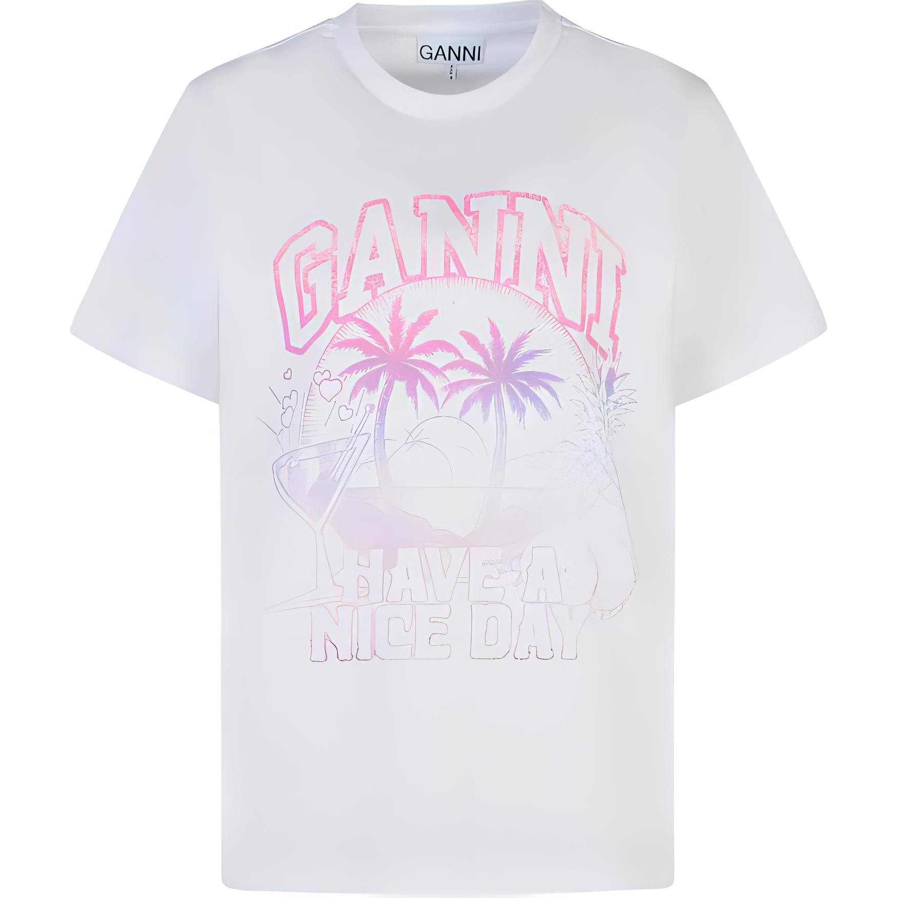 

Футболка из хлопка с логотипом GANNI, белая