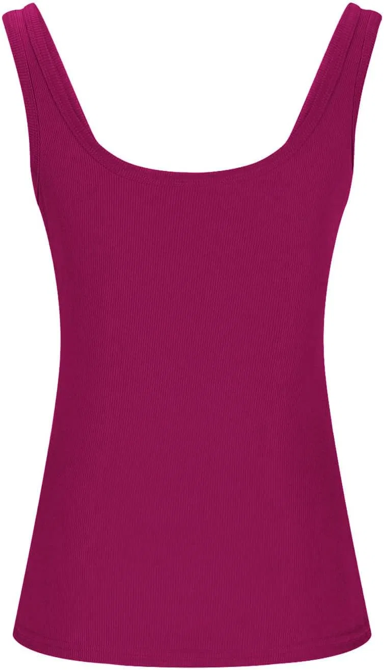 Топ-танк женский, облегающий, ребристый, бренд Generic, цвет A01_hot Pink — фото 4