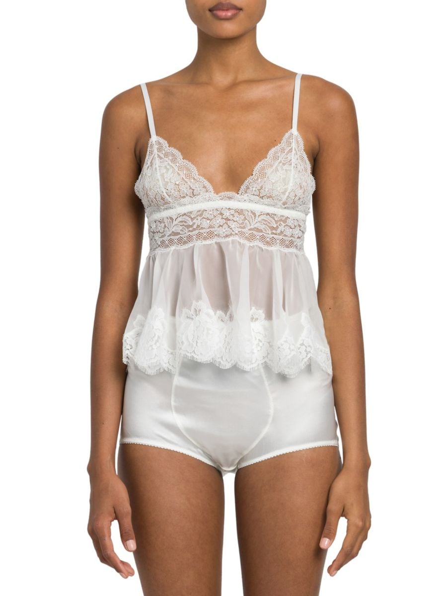 

Кружевной топ с баской Dolce&Gabbana, цвет Optical White