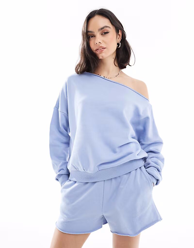

Классический флисовый свитшот с открытыми плечами Cotton On в темно-синем цвете Cotton:On