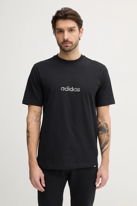 

Хлопковая футболка Camo Adidas, черный