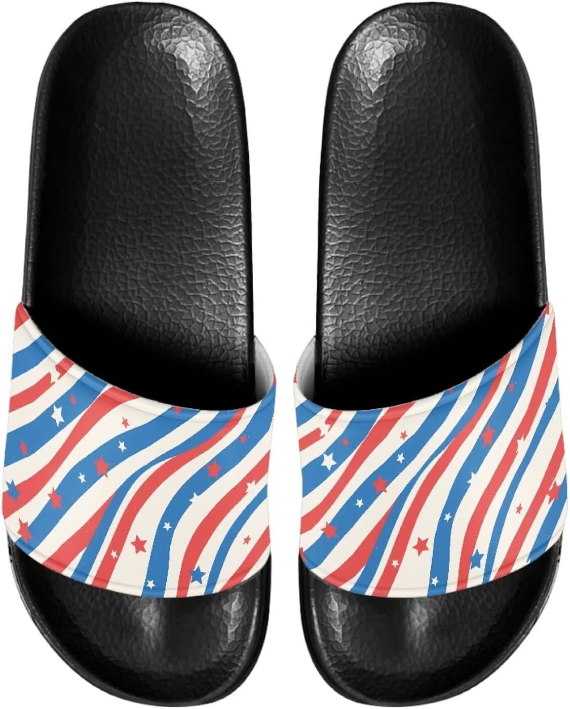

Сандалии-шлепанцы унисекс с мягкой стелькой, удобные для женщин и мужчин, кожаные, размеры 6-13,5 Mintulipy, Patriotic Striped Stars