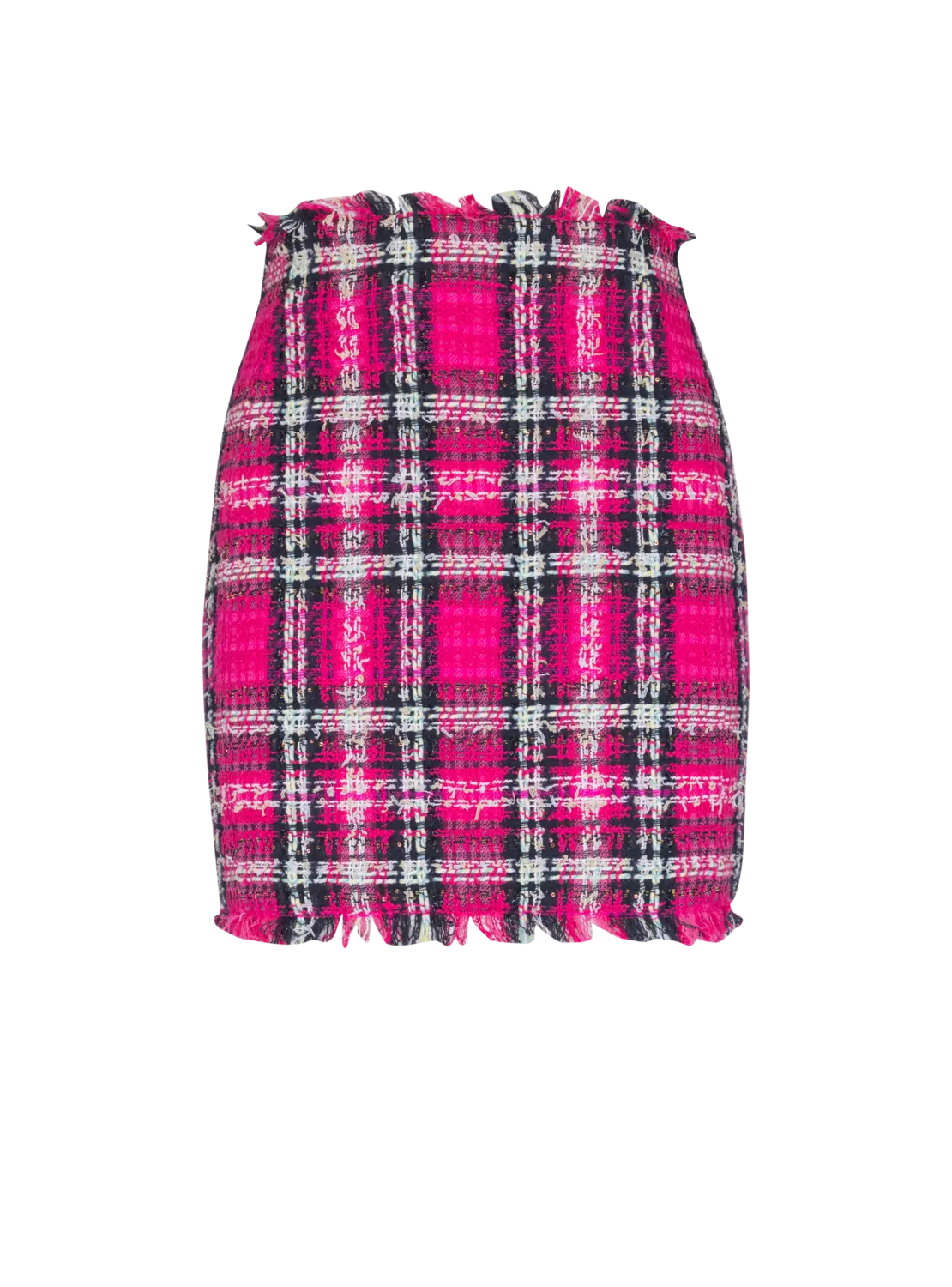 

Короткая блестящая твидовая юбка Balmain, розовый