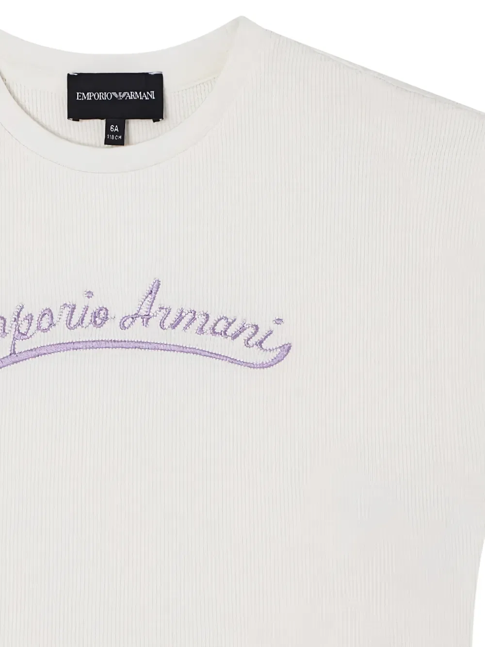 Футболка с вышитым вафельным рисунком Emporio Armani Kids, нейтральный — фото 3