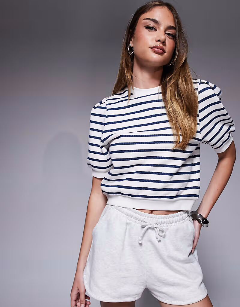 

Футболка с короткими рукавами в полоску синего и белого цветов Asos Design