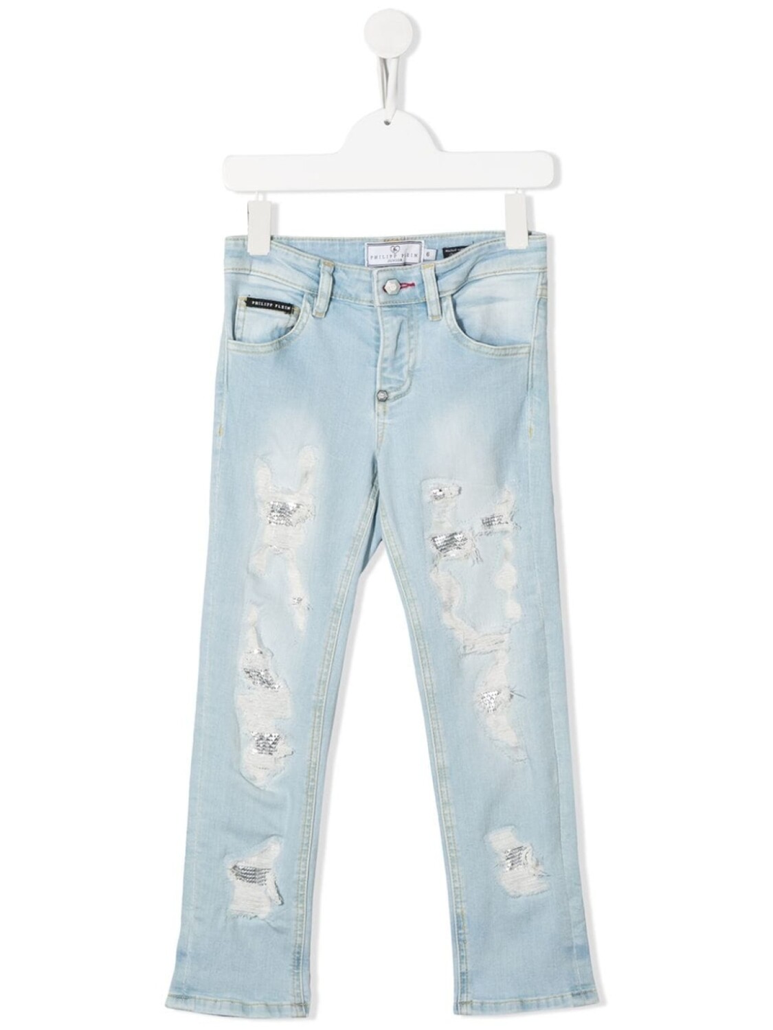 

Прямые джинсы с эффектом потертости Philipp Plein Junior, синий