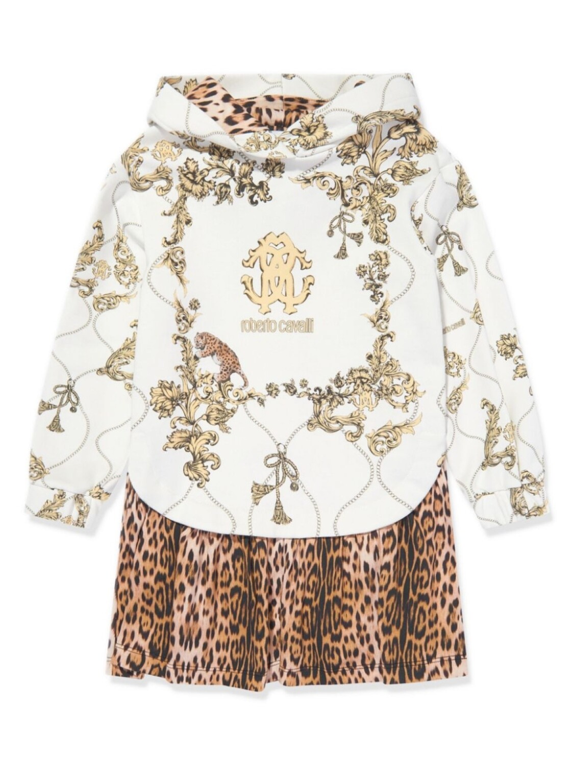 

Многослойное платье с принтом Roberto Cavalli Junior, белый
