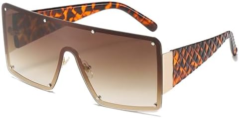 

Женские солнцезащитные очки большого размера, цельные, без оправы, винтажные, мужские, с градиентными линзами, защита от УФ-излучения UV400, очки для вождения MTZJH, Gold Double Tea