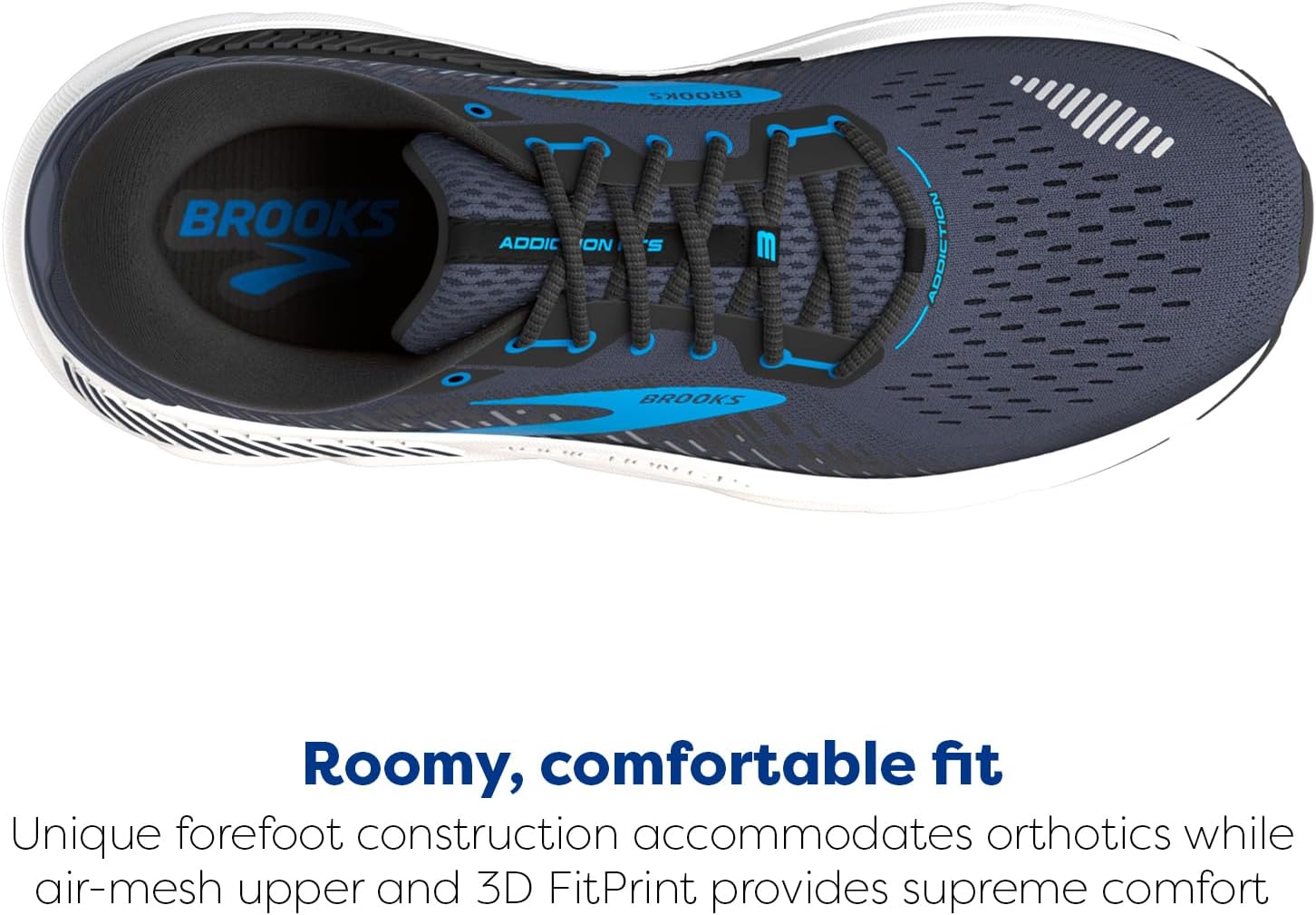 Мужские кроссовки для бега Brooks Addiction GTS 15 с поддержкой, черный/синий — фото 4