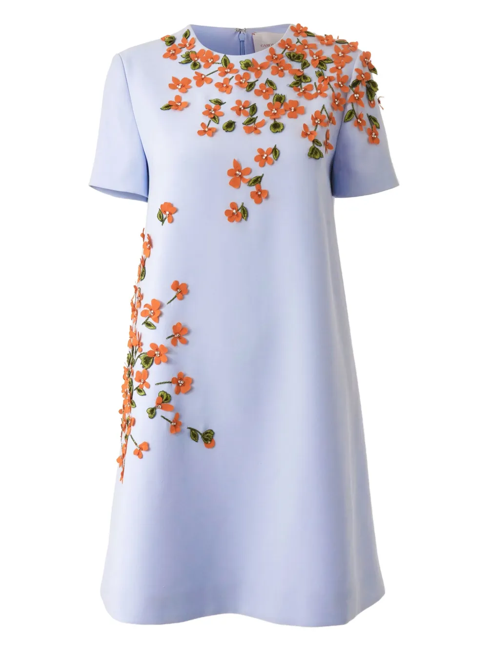 

Платье мини с цветочной аппликацией Carolina Herrera, синий