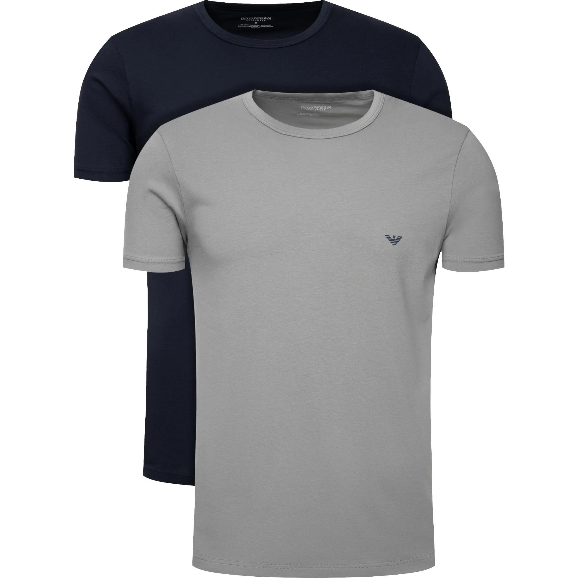 Emporio Armani Комплект из двух мужских футболок: серая и темно-синяя — фото 3
