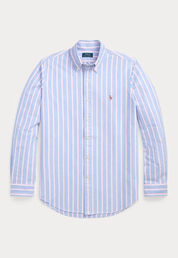 Рубашка оксфорд Polo Ralph Lauren, Custom fit striped oxford shirt, синий/розовый — фото 4