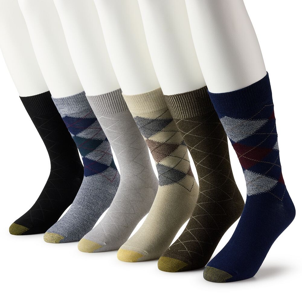 

Набор из 6 мужских носков GOLDTOE Cambell Argyle Crew, цвет Burg Multi