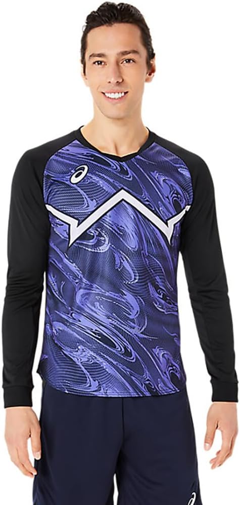 

Мужская волейбольная футболка Asics 2051A343 с крутым графическим принтом и длинными рукавами, фиолетовый