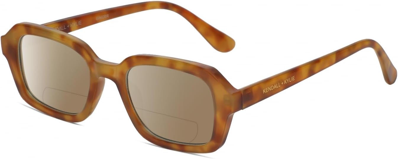 

Солнцезащитные очки для чтения Calabria K+K GINGER Hexagon Polarized BiFocal для женщин, модные дизайнерские очки с бифокальными линзами, Golden Tortoise Havana/Amber Brown Lens
