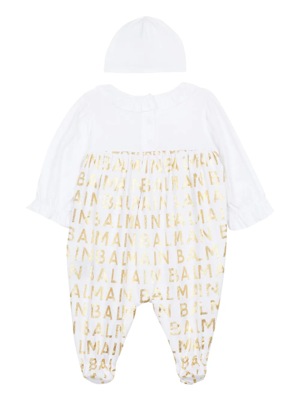 Комплект из комбинезона и шапки с логотипом Balmain Kids, белый — фото 2