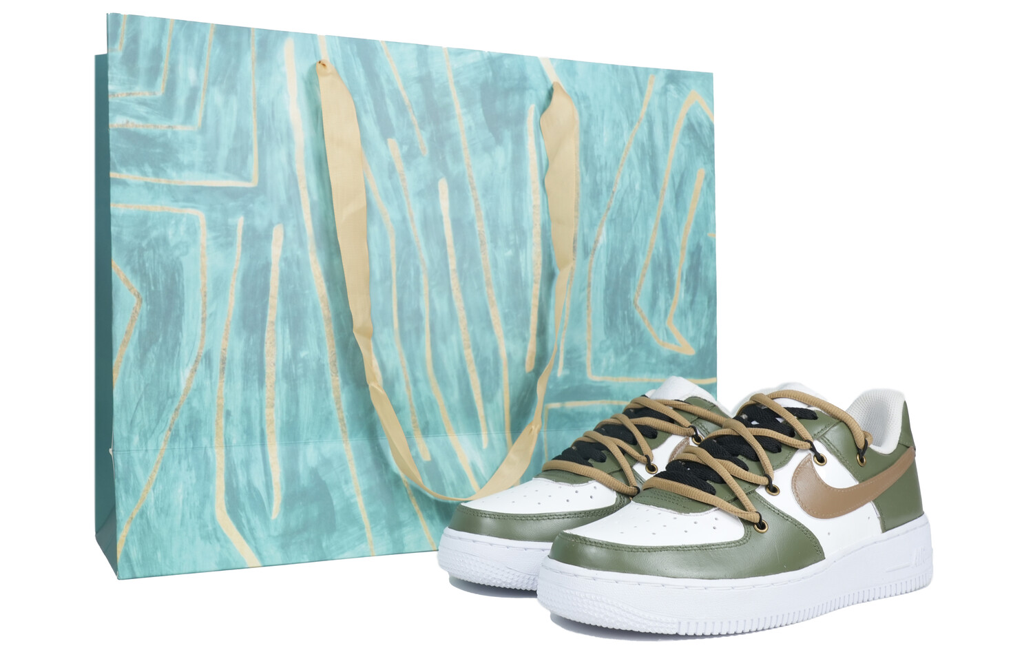 

Кроссовки Nike Air Force 1 Skateboarding Shoes Women's Low-top Brown/Green, светло-серый