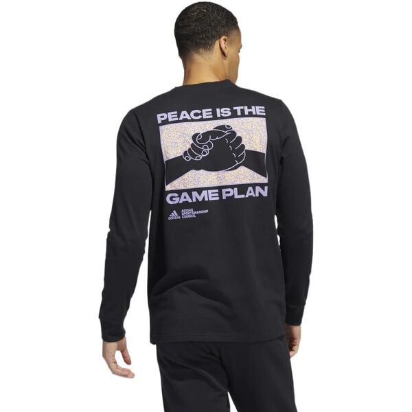 Футболка Men's adidas Back Alphabet Printing Cotton Knit Round Neck Pullover Long Sleeves Black T-Shirt, черный — фото 2
