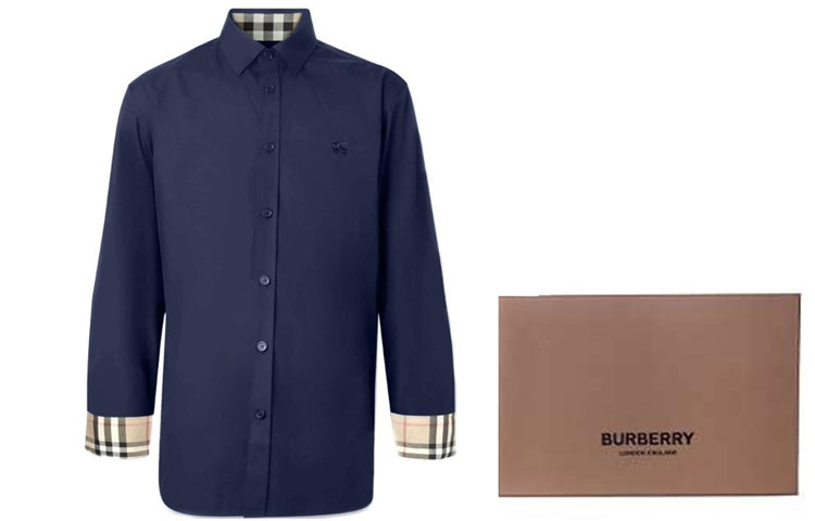 Футболка мужская Burberry SS24 с вышитым логотипом, темно-синий, подарочный набор — фото 4