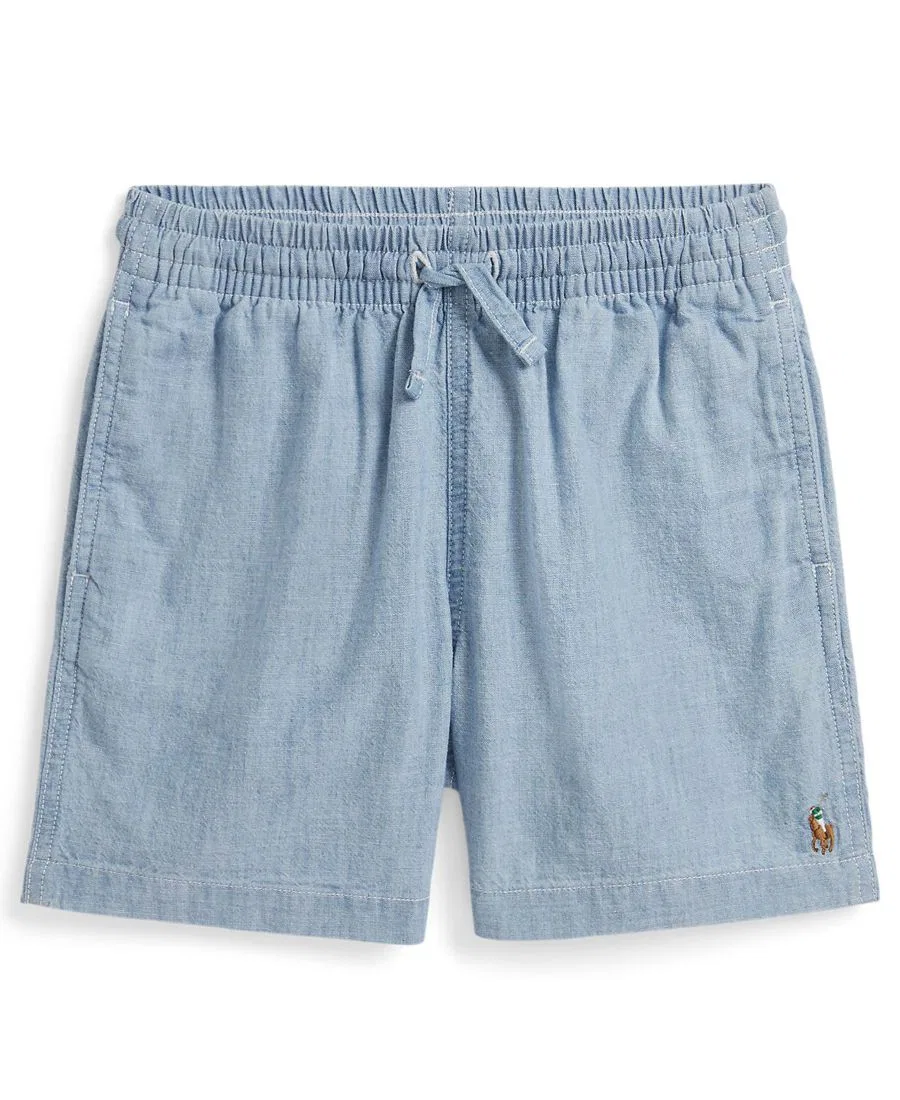 Детские хлопковые шорты из шамбре, размер 2-7, свободного кроя Polo Ralph Lauren, синий