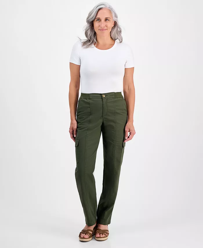 

Маленькие трикотажные брюки с заниженной талией и карманами-карго Style & Co, зеленый