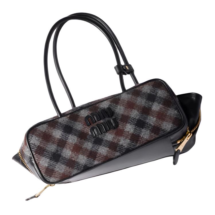 MIU MIU Сумка Beau Blended Material для женщин Slate Gray & Cocoa Brown — фото 4