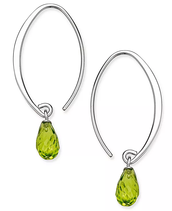 

Серьги-Подвески с драгоценными камнями из стерлингового серебра (доступны с аметистом, голубым топазом, цитрином и перидотом) Macy'S, peridot