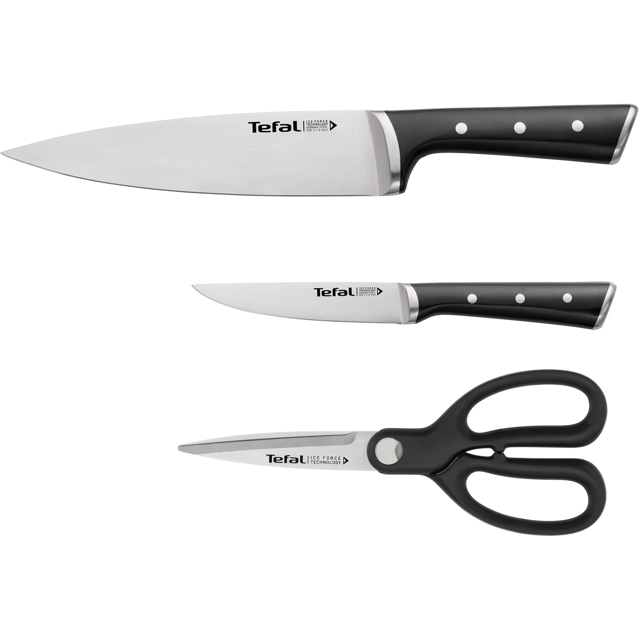 

Набор ножей Tefal «K232S355 Ice Force», (набор, 3 предмета), нержавеющая сталь, долговечная режущая способность и острота, цвет schwarz/edelstahlfarben