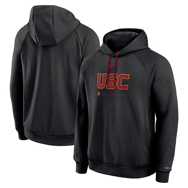 Мужская черная толстовка usc trojans 2025 courtside basketball practice raglan dri-fit Nike