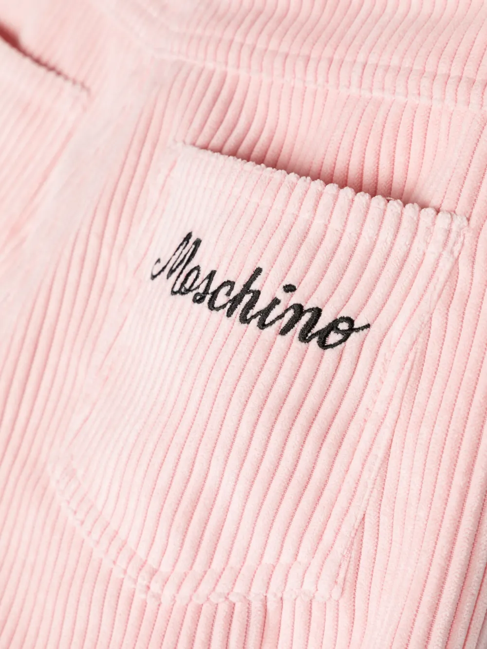 Вельветовые брюки прямого кроя с логотипом Moschino Kids, розовый — фото 3