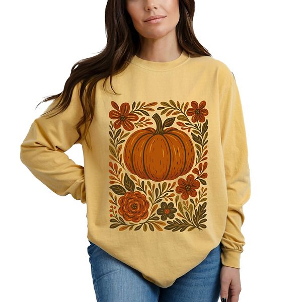 

Футболка Pumpkin boho floral с длинным рукавом Simply Sage Market, Mustard, Зеленый, Футболка Pumpkin boho floral с длинным рукавом Simply Sage Market, Mustard