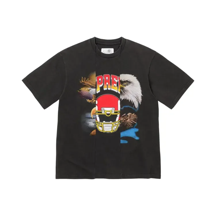 Топ Supreme x MM6 Maison Margiela с коротким рукавом и разрезом, черный