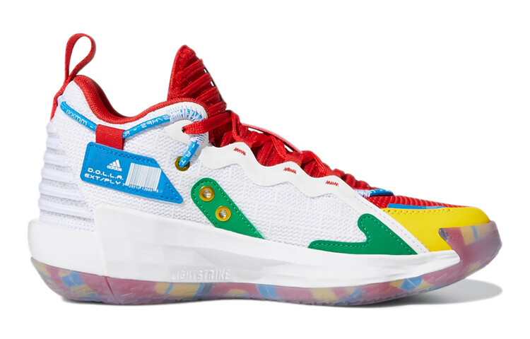Баскетбольные кроссовки D Lillard 7 Kids GS Mid-top белые/красные Adidas — фото 2