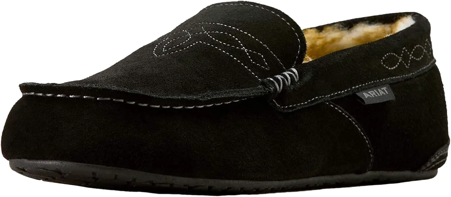 Мужские мокасины ARIAT Clayton - прочные, из натуральной замши, теплые, стильные повседневные обувь для дома и улицы с мягкой подкладкой из плюша, черный