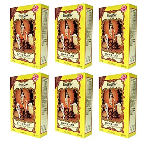 Натуральная краска для волос Henna Colour, золотистый блонд, 6 x 100 г Henne Color Paris