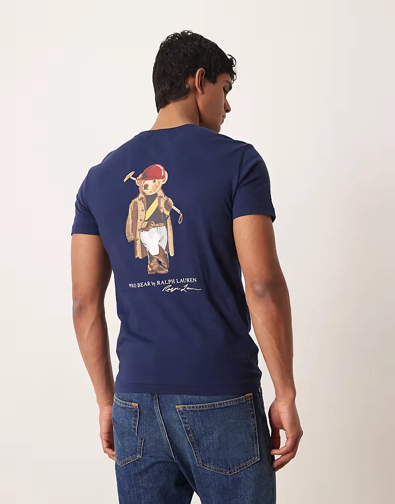 Футболка Polo Ralph Lauren с принтом на спине в виде медведя, темно-синий