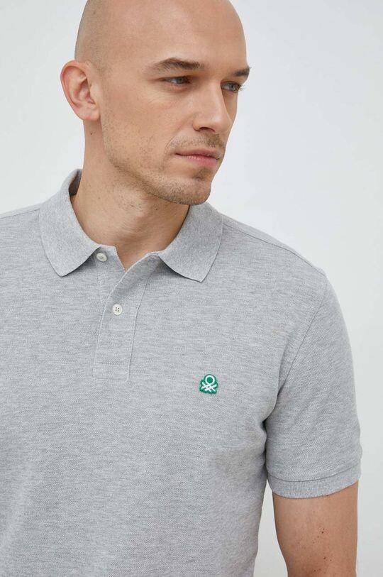 

Хлопковое поло United Colors of Benetton, серый