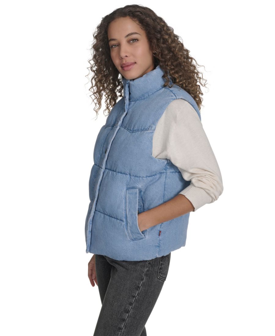 Женская куртка-пуховик в стиле вестерн с воротником-стойкой Levi's, Light Wash Denim — фото 2