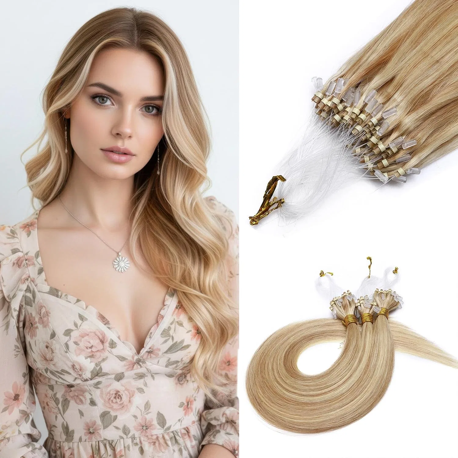 Микрокольцевые наращивания из натуральных волос MY-LADY 40 см My-Lady, 18P613 Ash Blonde/Blonde