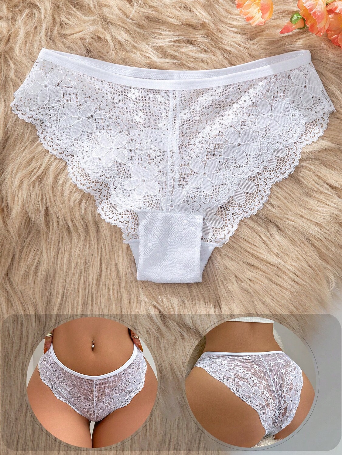 

Бесшовные трусики, кружево, треугольник, белый цвет