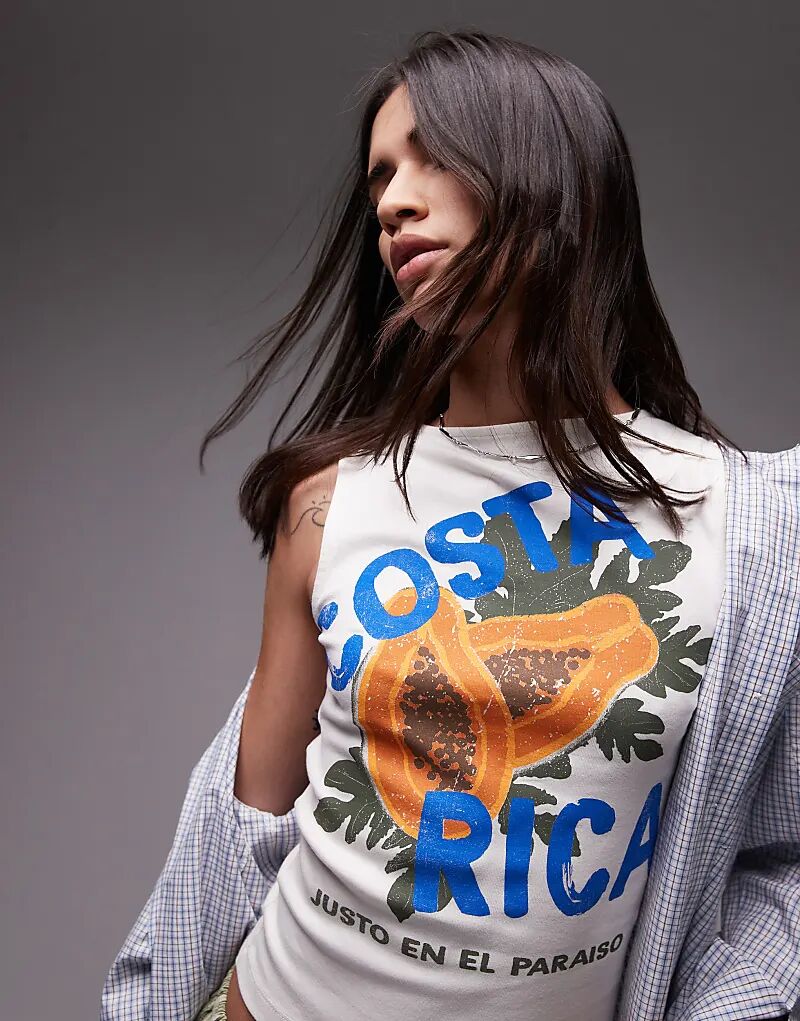 

Майка Topshop с принтом Costa Rica цвета экрю