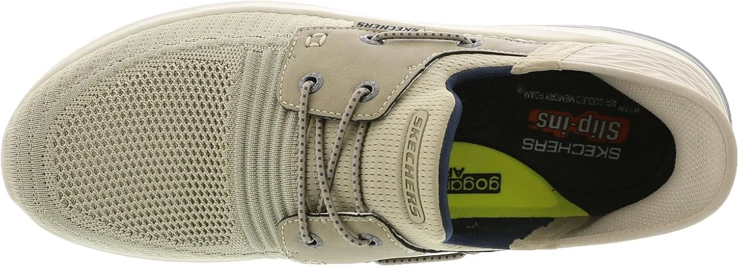 Мужские туфли Skechers Delson 210606 3.0-Roth Low Profile Bungee Lace Slip In, Beige — фото 2
