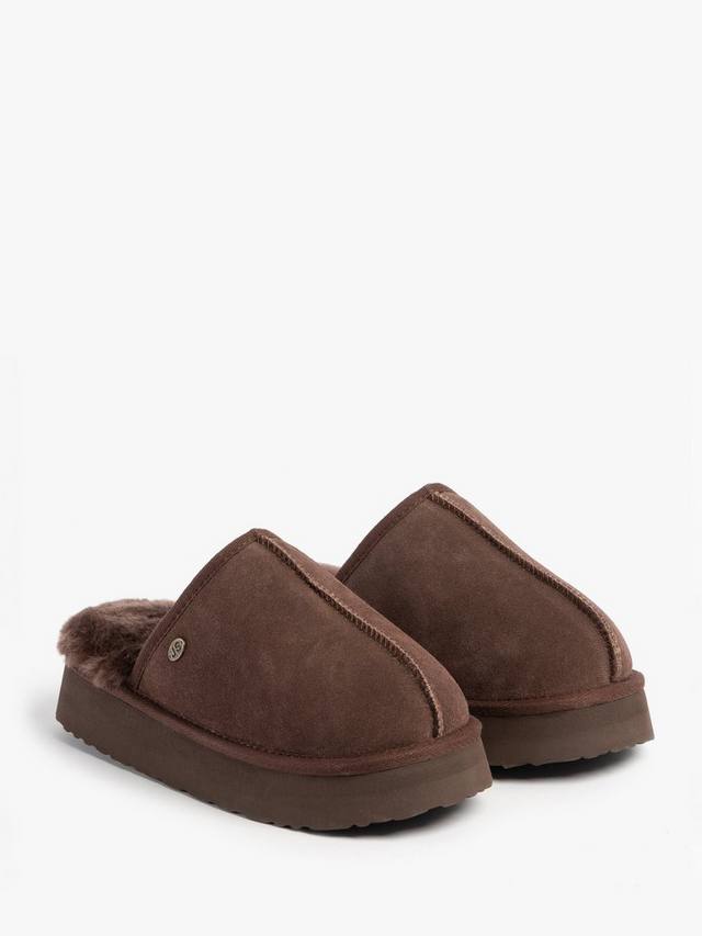 Женские мюли Mabel на платформе из овчины Just Sheepskin, Chocolate — фото 3