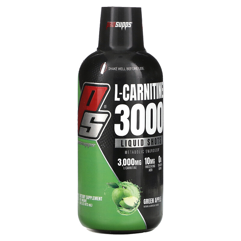

ProSupps, L-карнитин 3000, жидкие порции, зеленое яблоко, 3000 мг, 473 мл (16 жидк. Унций)