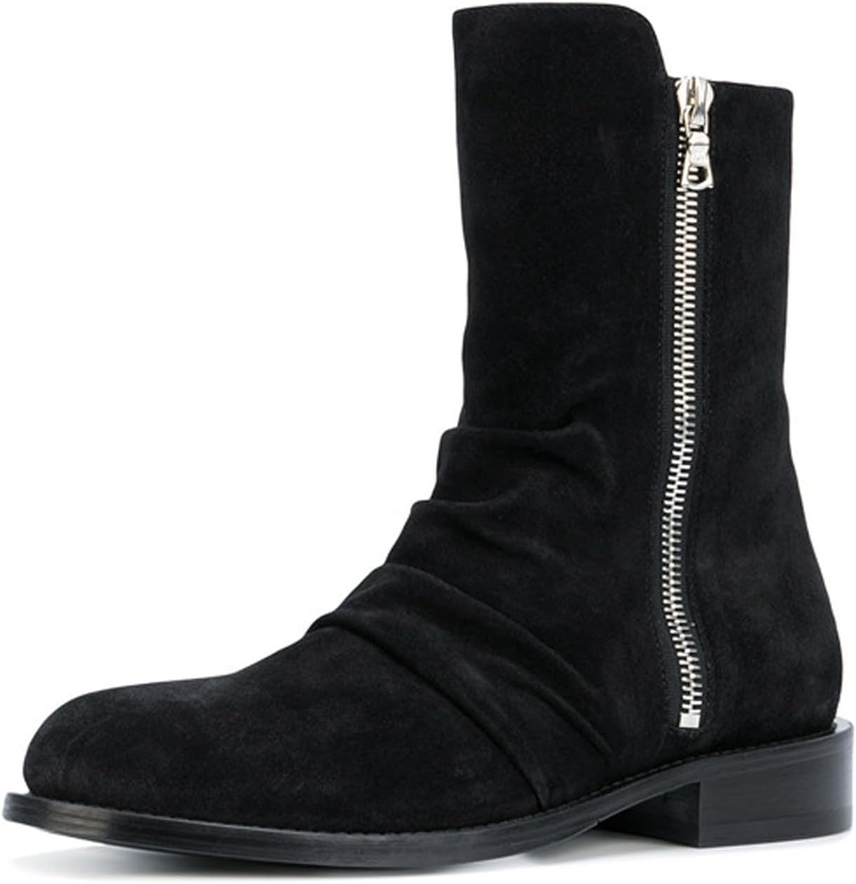 

Мужские замшевые ботинки-челси Santimon с боковой молнией, стильные складчатые ботинки с низким каблуком, с амортизирующей стелькой и нескользящей подошвой для повседневной носки, работы и вечерних выходов, черный