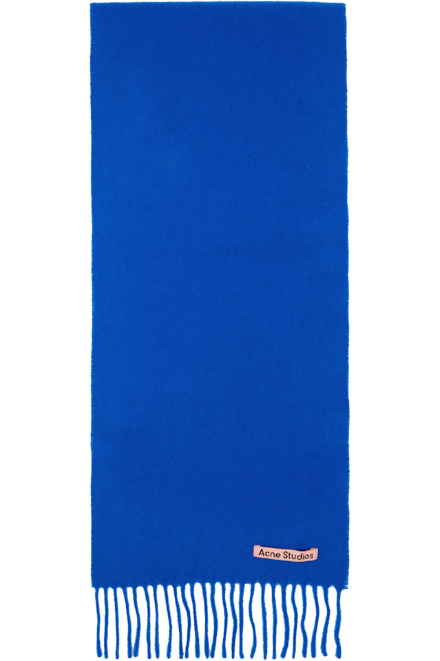 

Узкий шерстяной шарф с синей бахромой Acne Studios, Royal Blue