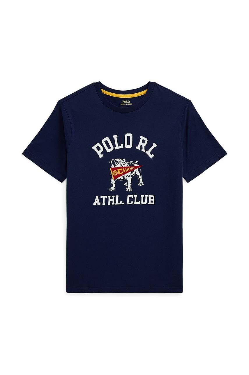 

Детская хлопковая футболка Polo Ralph Lauren, темно-синий