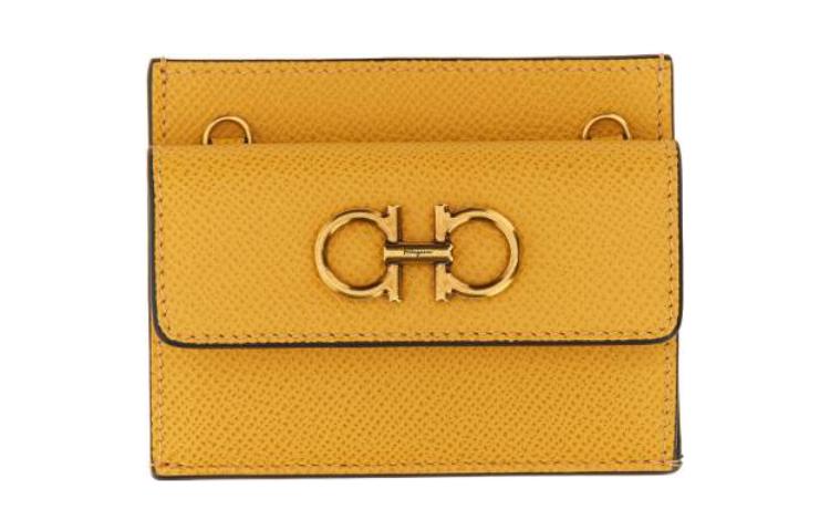 

Сумка через плечо из кожи коровы FERRAGAMO GANCINI с держателем для карт женская желтая